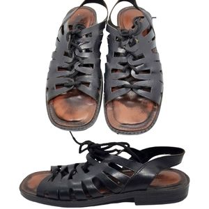 Vintage 90s Leather shoes Bohemian Boho Hippie Sandals Open Toe Sling Back sz 7